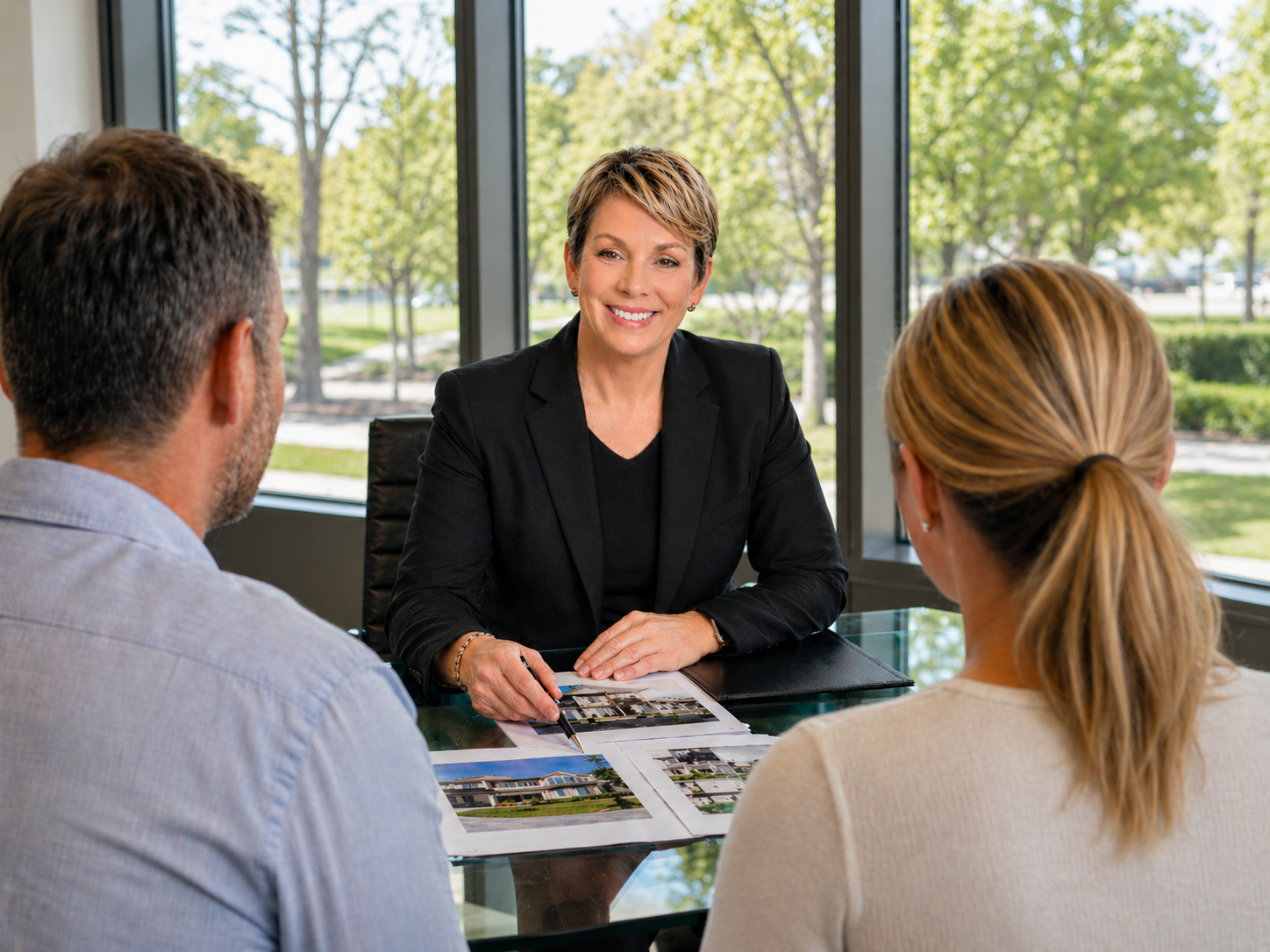 Burlington real estate broker Jen Warren meeting with home sellers at REMAX Escarpment Realty