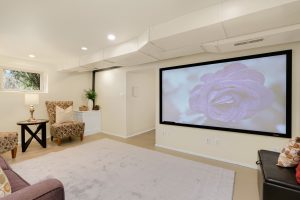 The downstairs media room
