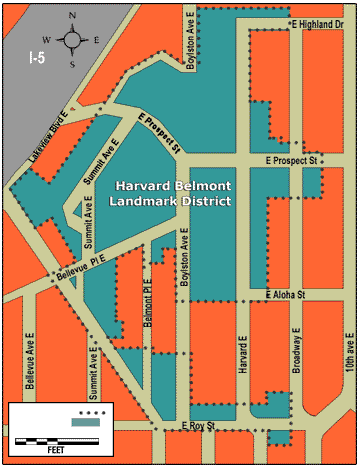 Map of the Harvard-Belmont Landmark District
