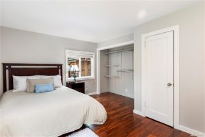 Bedroom with closet space in the craftsman Broadview home