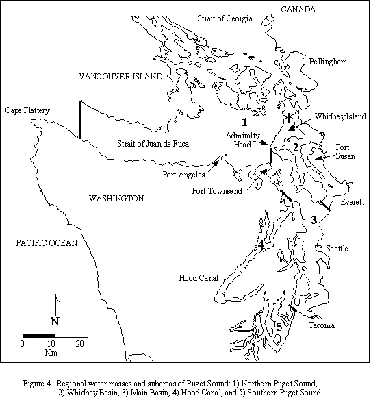 NOAA map of the five basins of Puget Sound