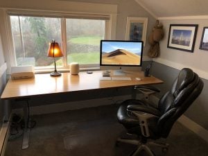 desk facing outdoors