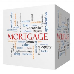 Mortgage 3D cube Word Cloud Concept