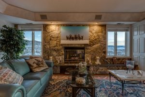 Fireplace in the penthouse of 2600 Eagleridge Drive