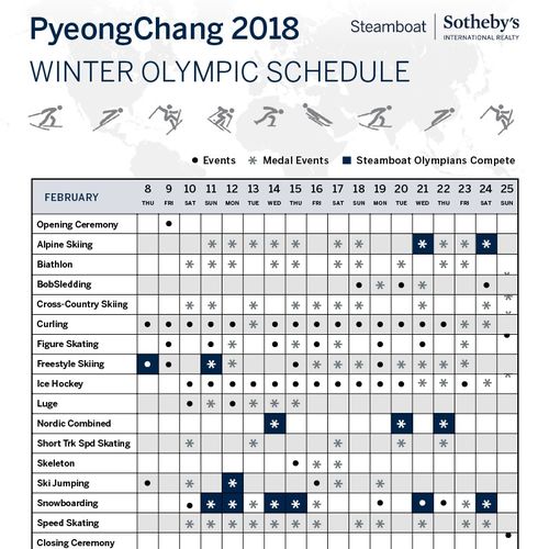 2018 Winter Olympic Schedule