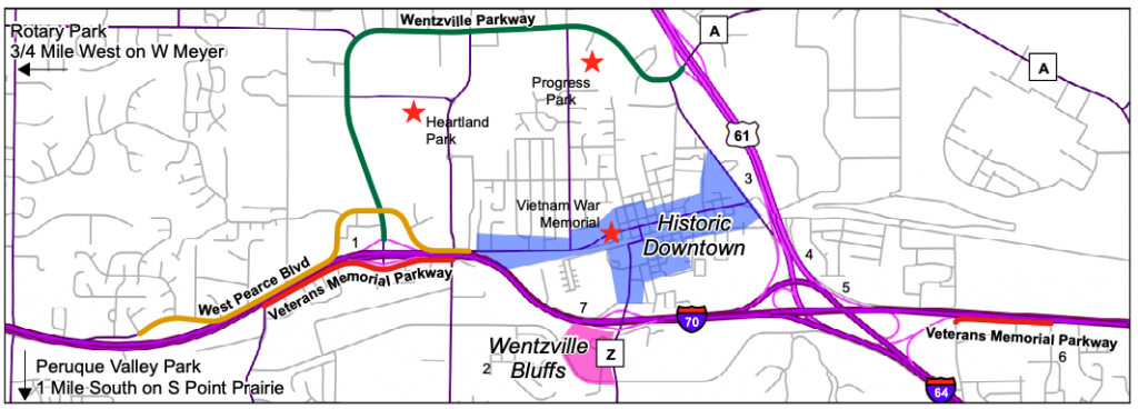 Downtown Wentzville at the intersection of i-64 and i-70