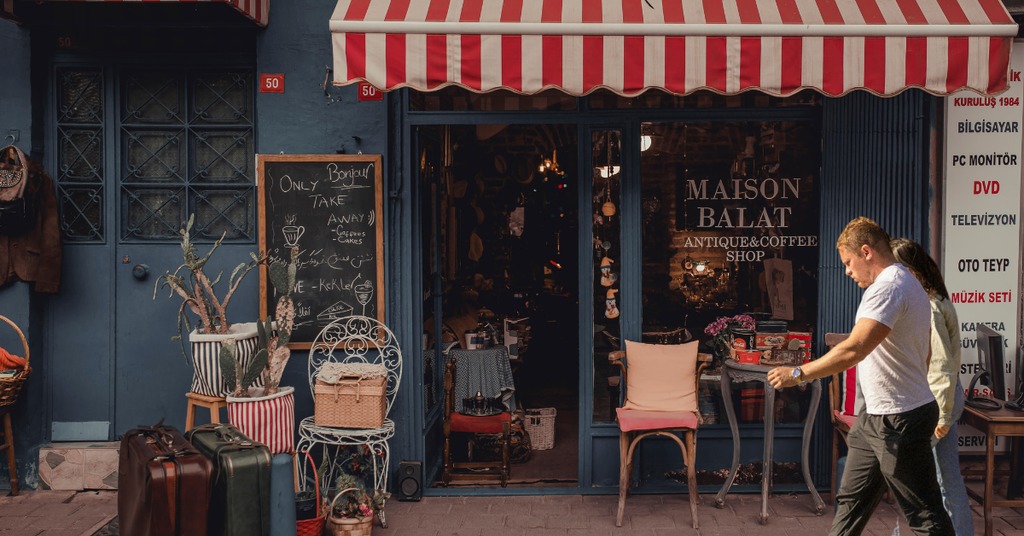 walking by coffee shop