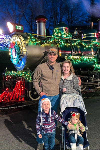 Lindsay Pinickey and her family at the Tweetsie Railroad Christmas Train ride in Blowing Rock, NC