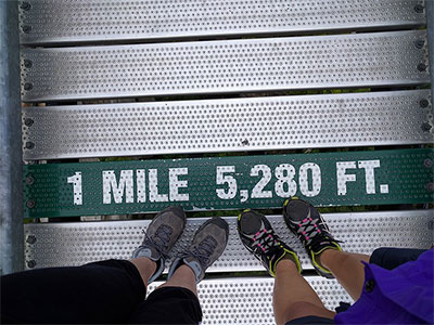 mile high marker at Grandfather Mountain State Park's Mile-High Swinging Bridge
