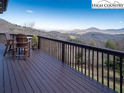 View of the Blue Ridge Mountains from an observation deck on a home in Banner Elk, NC.
