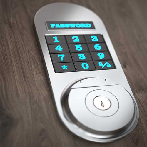 Smart lock with touch keypad for front porch door.