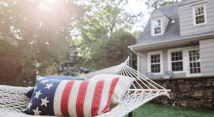 American Flag Pillow on a Hammock