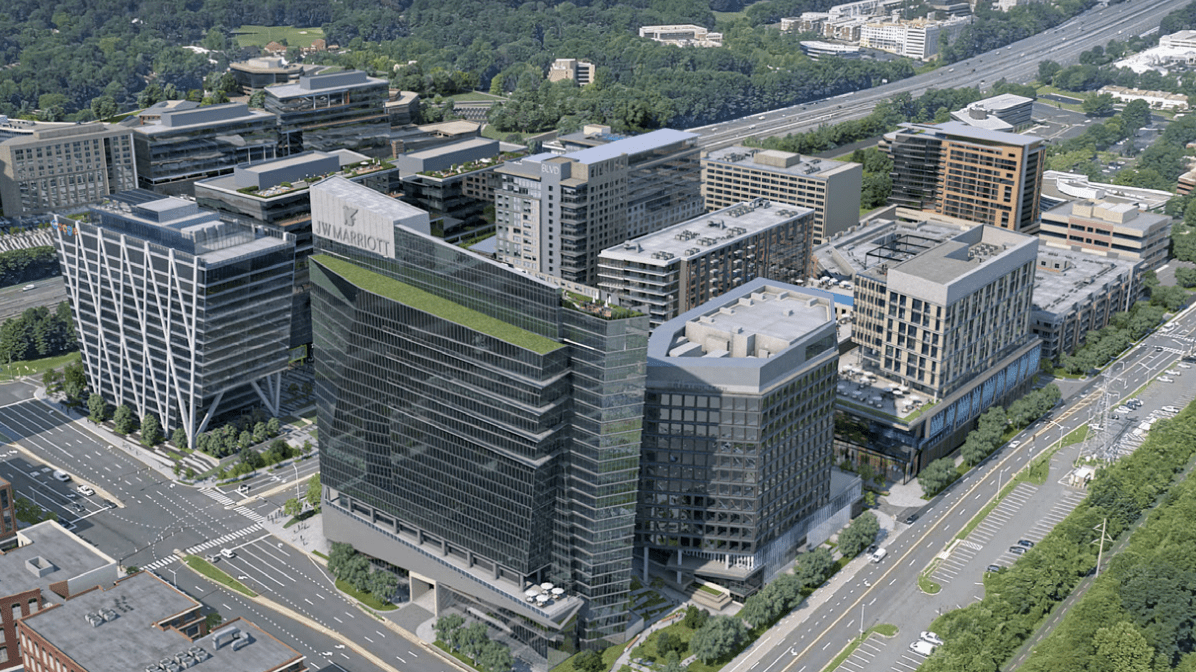 Reston Station Rendering of the new Reston Row Development with the JW Marriott in Reston, VA