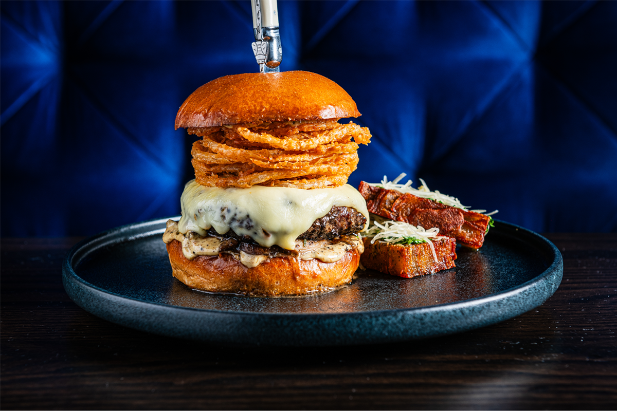 Burger from Heirloom Open Road Distillery in Reston, VA
