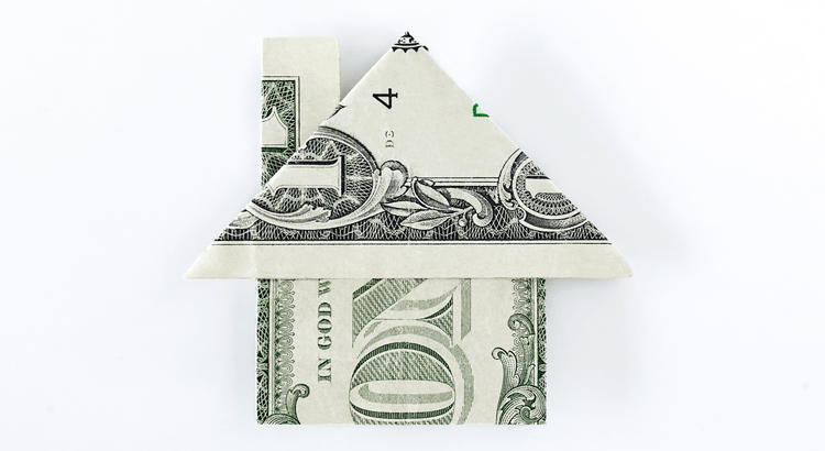 Money in the shape of a house.