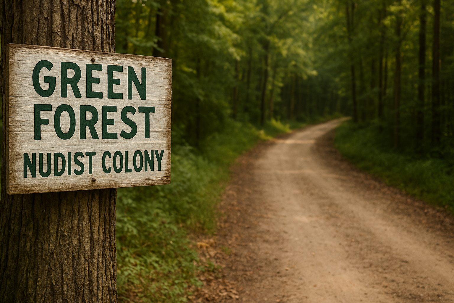 What the Green Forest Nudist Club sign may have looked like.