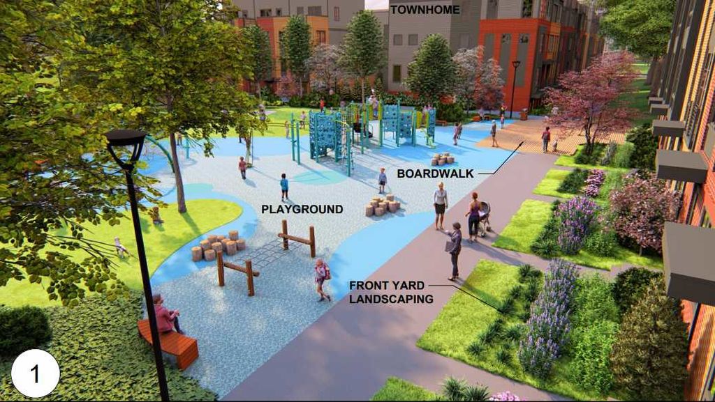 Proposed street-edge park for Isaac Newton Square, Reston, VA