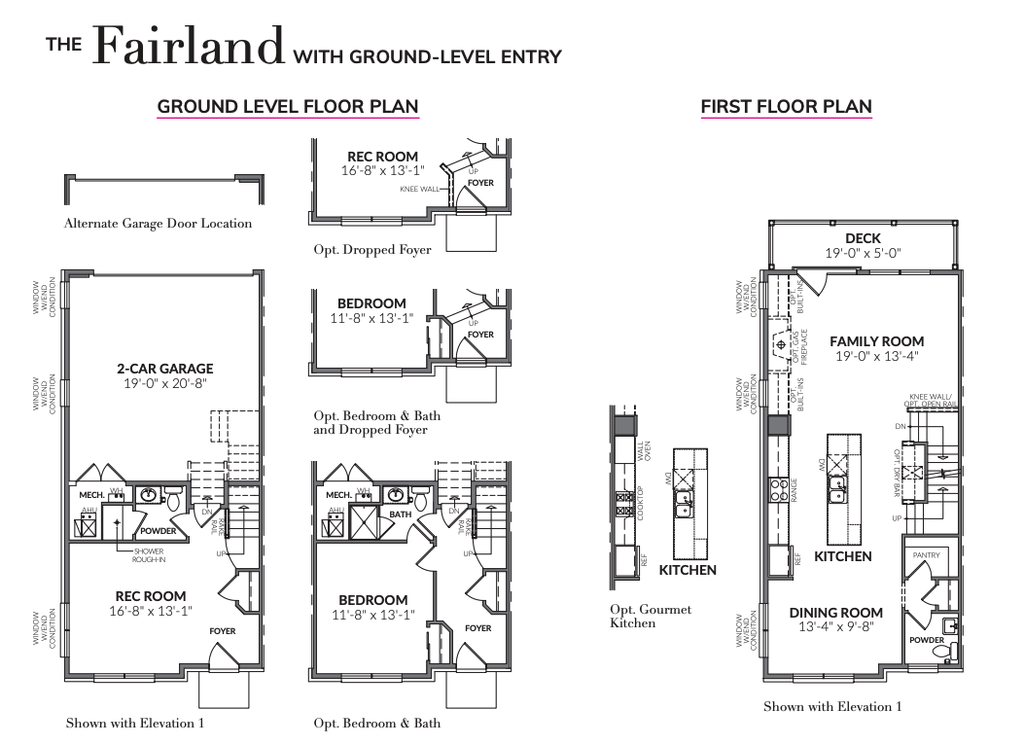 Floorplan for the Fairland Model at Vantage Hill Townhomes in Reston, VA