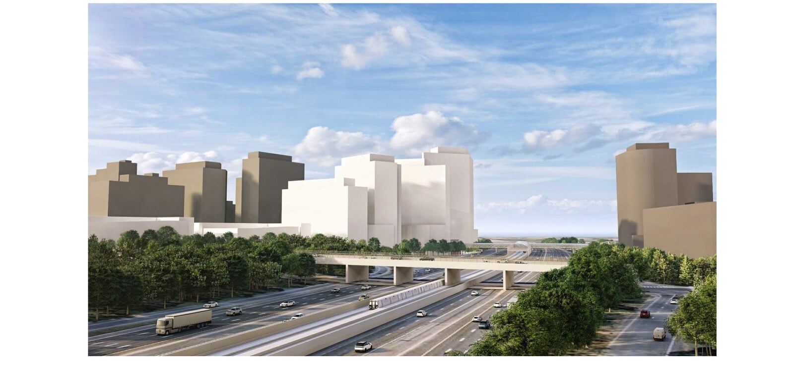 Rendering of the proposed Reston Crossing skyline seen from the Dulles Access Road
