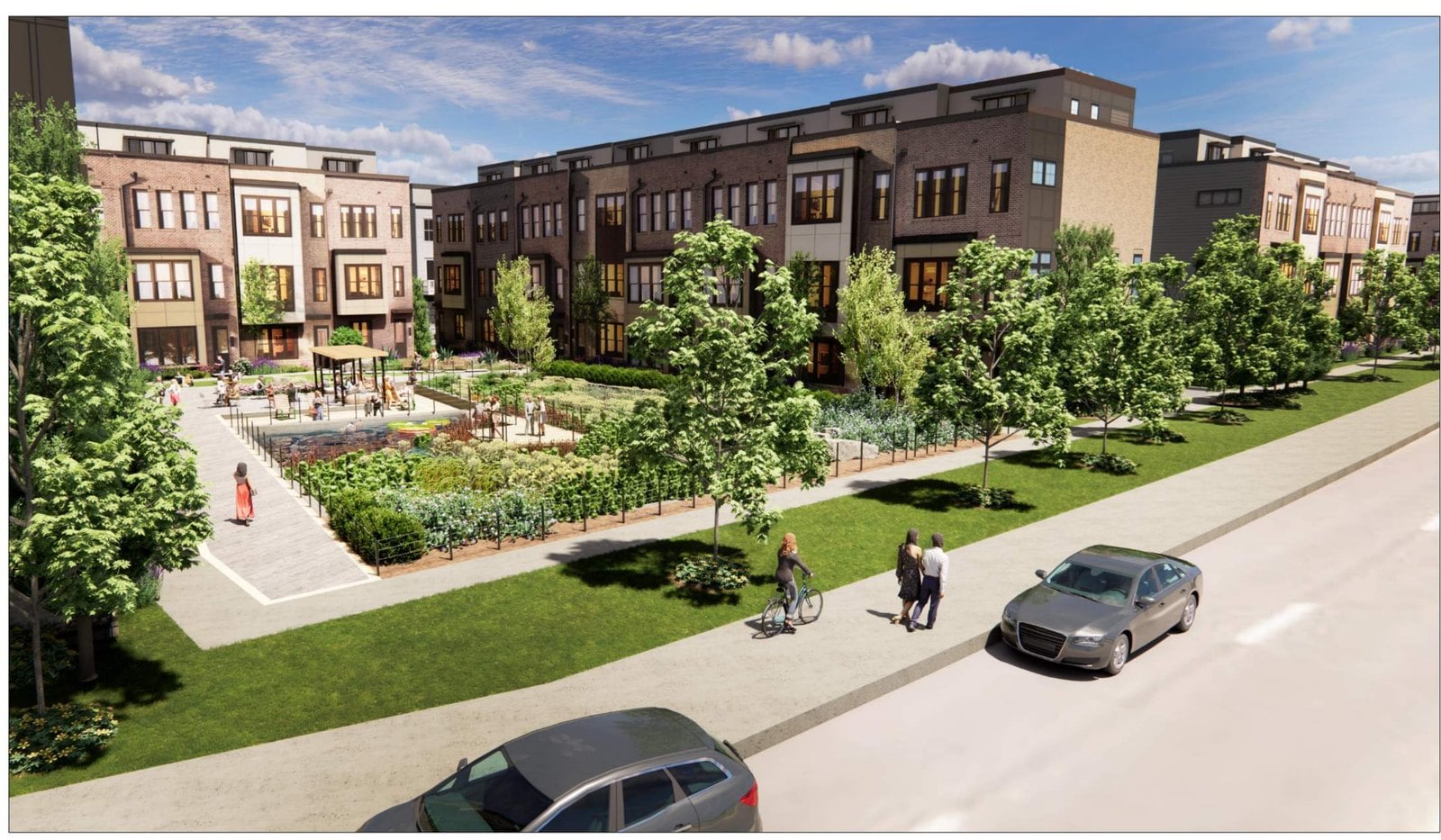 Rendering of the proposed community park and bioretention facility at Maker's Point in Reston