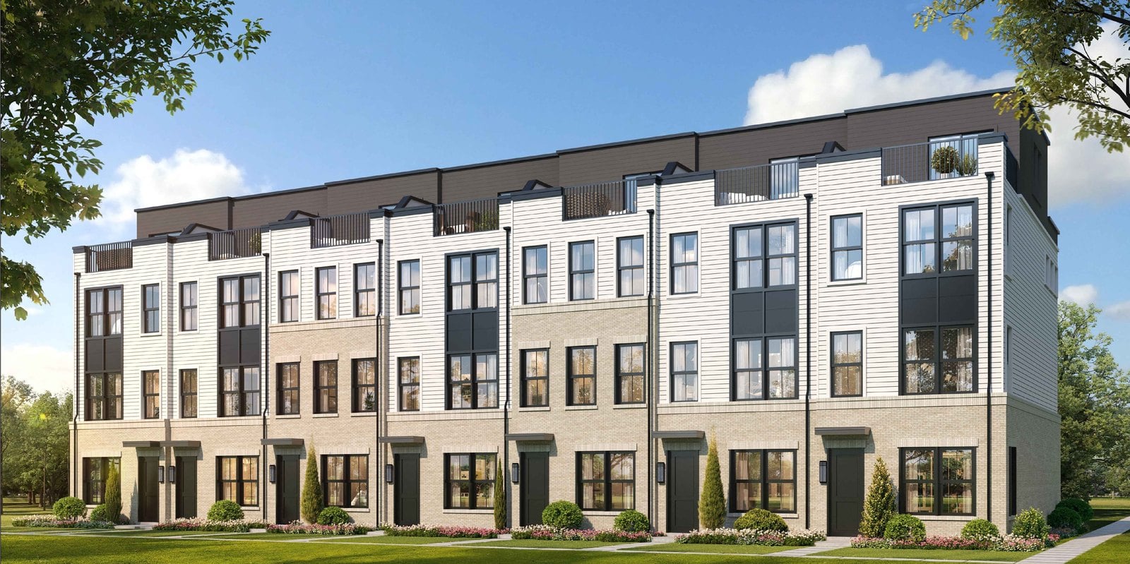 Architectural rendering of the four-story townhomes Toll Brothers proposes at 1902 Association Drive in Reston