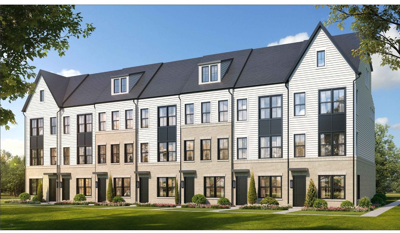 Perspective view of the gabled townhome elevation proposed for 1902 Association Drive in Reston