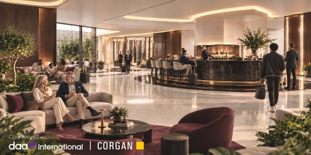 Conceptual rendering of the lounge and bar inside the planned Dulles Airport VIP terminal