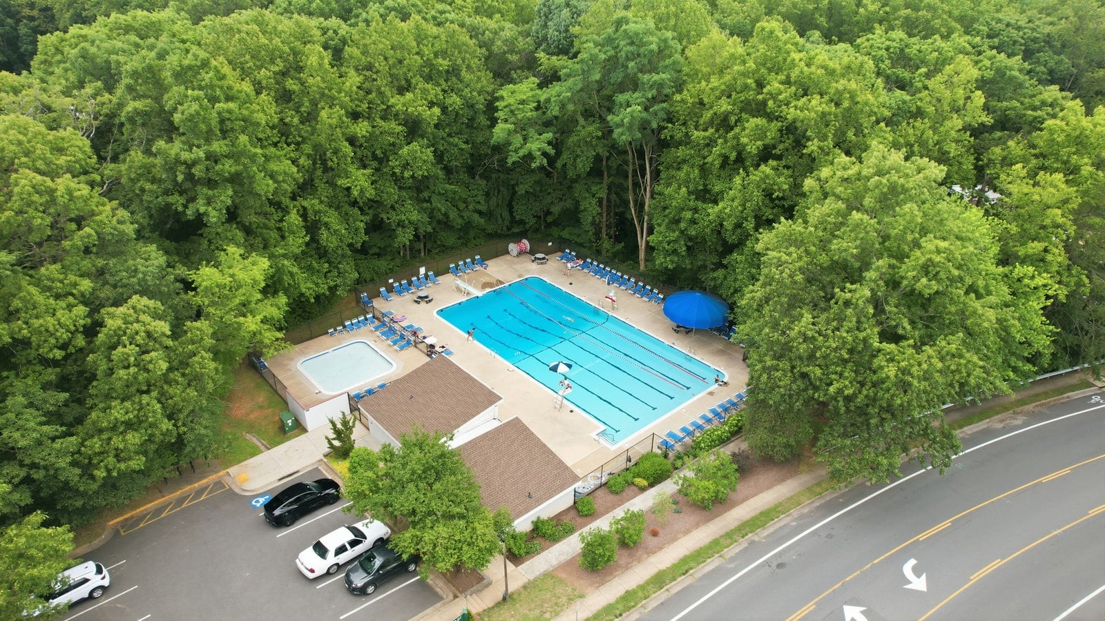 Reston Association Tall Oaks Pool on North Shore Drive, seen from above