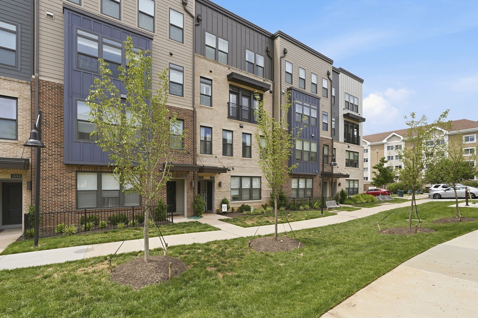 Two-over-two condominium townhomes on Bandit Loop in Tall Oaks, Reston