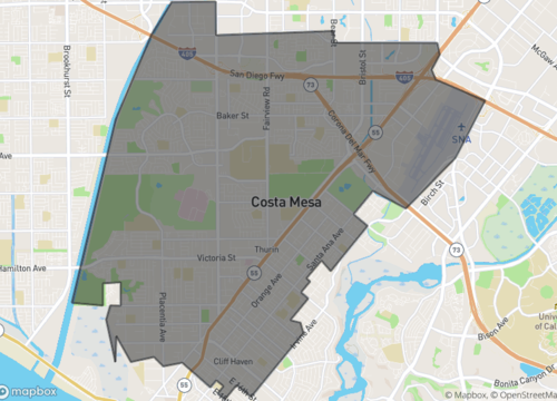 Map of costa mesa