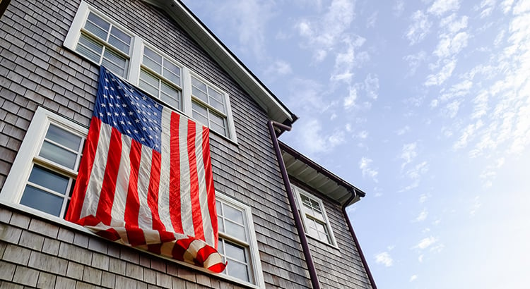 An American flag hangs outside a house in Atlantic Beach, North Carolina on July 4th.