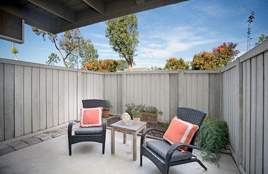 Backyard with table and chairs