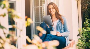 Woman using a tablet