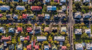 Aerial - Colorful Roof tops, Reykjavik, Iceland