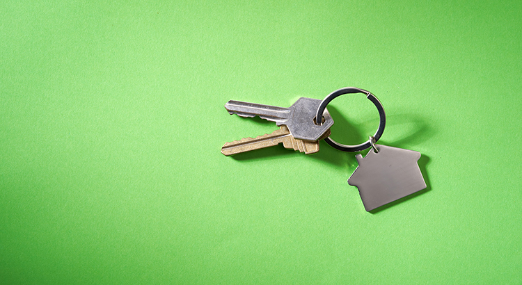 House keys with house shaped keychain
