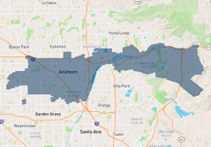 Map of Southeast Anaheim
