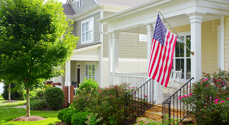 Porch with an American Flag
