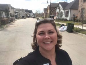Amy Beyer at new construction in Grapevine