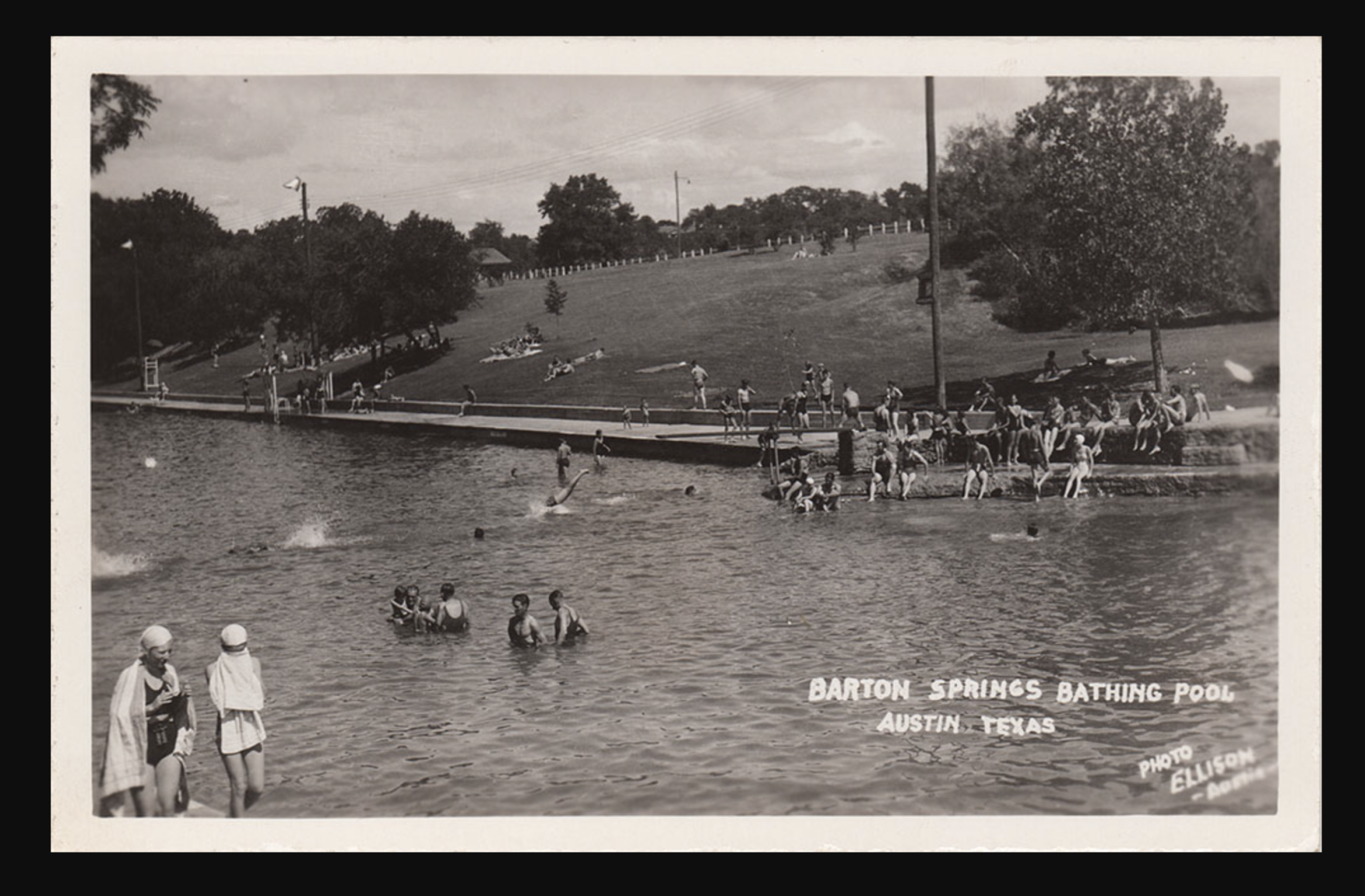 Barton Springs Pool in Austin before desegregation, circa early 1960s.