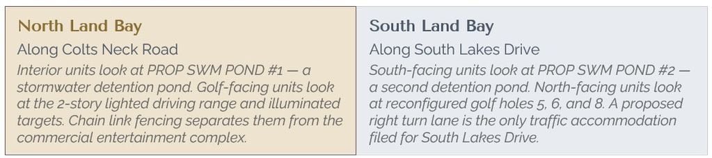 The units split across two residential land bays, both carved from the 81-acre western parcel:
