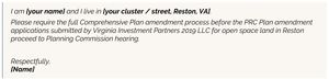 Reston PRC Open Space — Please Require Full Comp Plan Process Before PRC Plan Amendment Proceeds