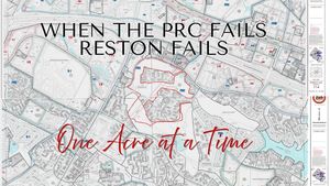 Official Fairfax County property map showing the red-outlined PRC Plan amendment application boundary for RZPA-2026-HM-00008, Reston National Golf Course, Hunter Mill District.