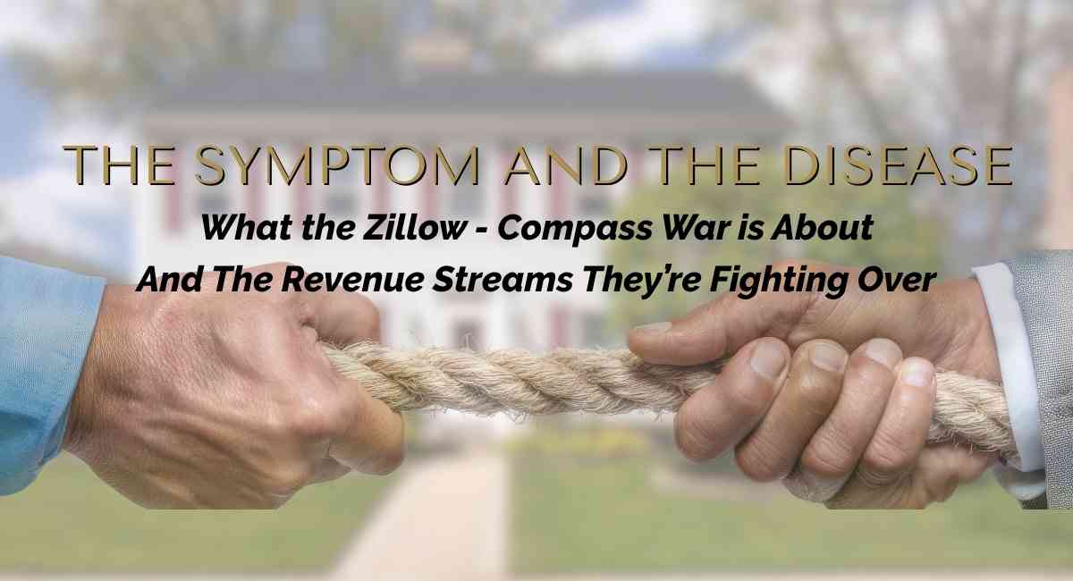 Editorial banner showing two hands pulling a rope across the front of a colonial home, illustrating the Zillow-Compass MLS dispute and what it means for Northern Virginia sellers.