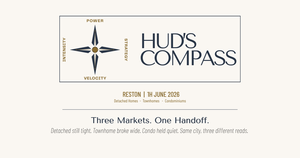 Hud's Compass header for the Reston June 2026 blog, analyzing the three-market Handoff pattern.
