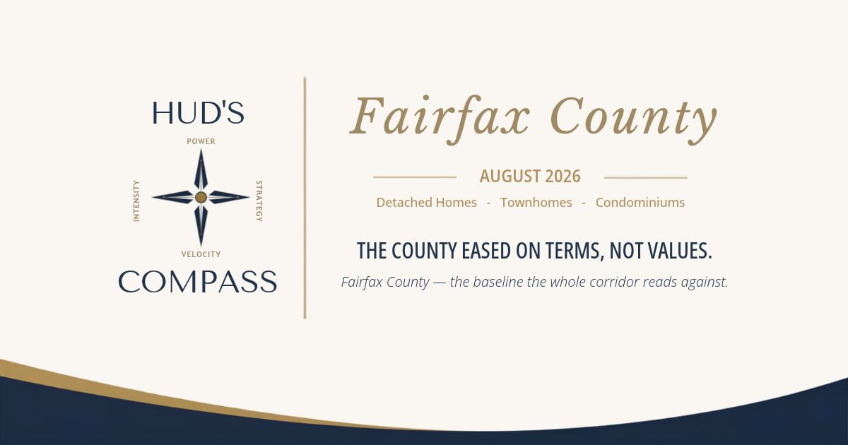Fairfax County market report — August 2026, Hud’s Compass by Michele Hudnall, Real Estate of Northern Virginia.