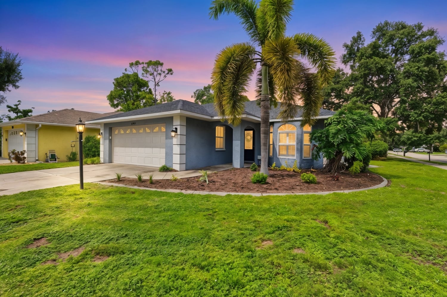 Exterior ground level twilight