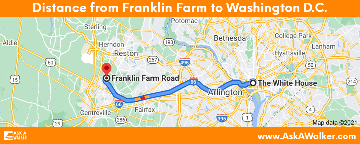 Distance from Franklin Farm to Washington D.C.