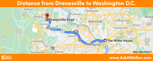 Distance from Dranesville to Washington D.C.