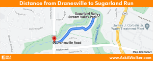 Distance from Dranesville to Sugarland Run