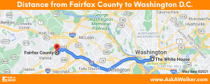 Distance from Fairfax County to Washington D.C.